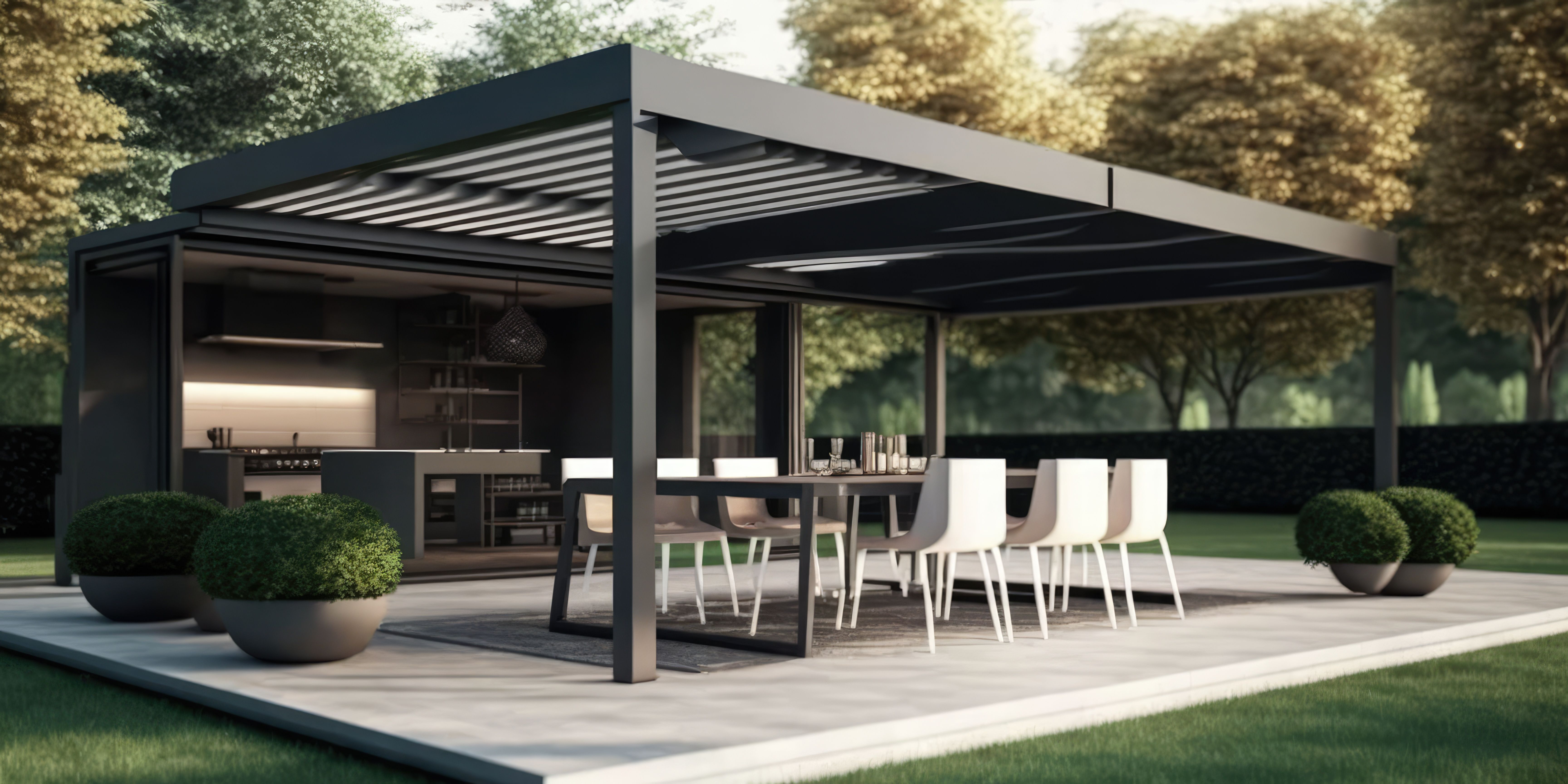 Ocelové pergoly a zastřešení